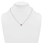 14kw 1/10 carat Lab Grown Diamond VS+ F+ and Genuine Pink Sapphire Complete 18 inch Heart Necklace