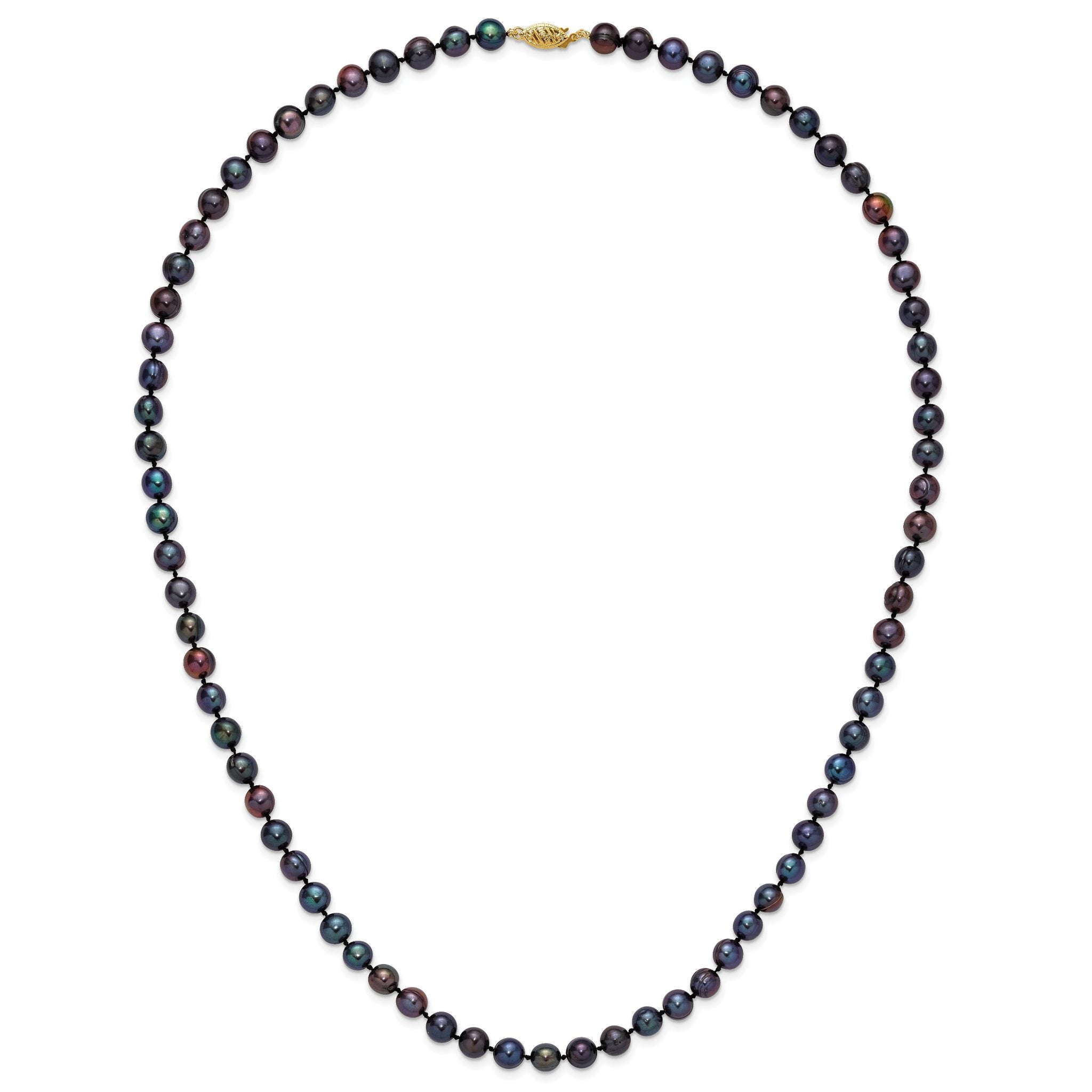 14k 6-7mm Black Near-Round Freshwater Cultured Pearl 7.5 inch Bracelet