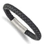 Stainless Steel Brushed Grey Braided Leather Bracelet for Men