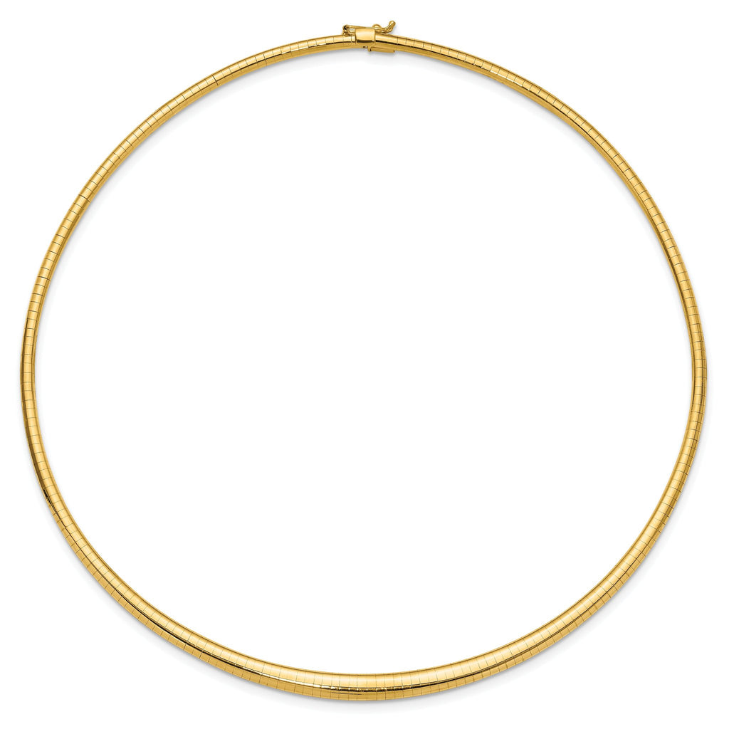 14k Polished 3/6mm Graduated Omega Necklace