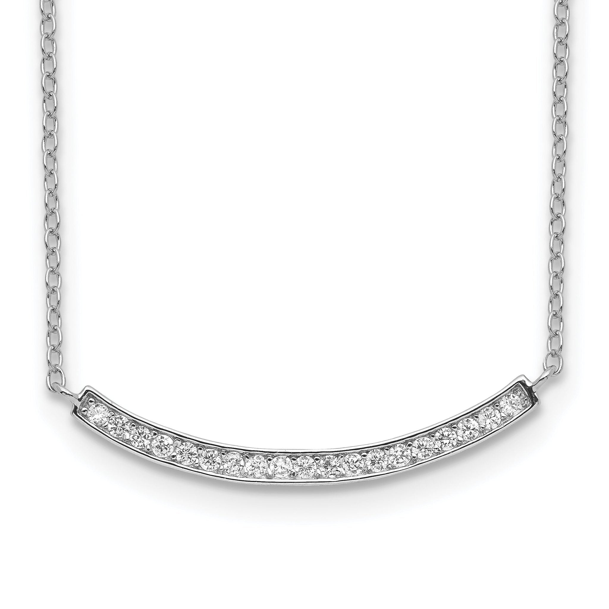 Sterling Silver Rhodium-plated CZ Fancy Bar Necklace Main image