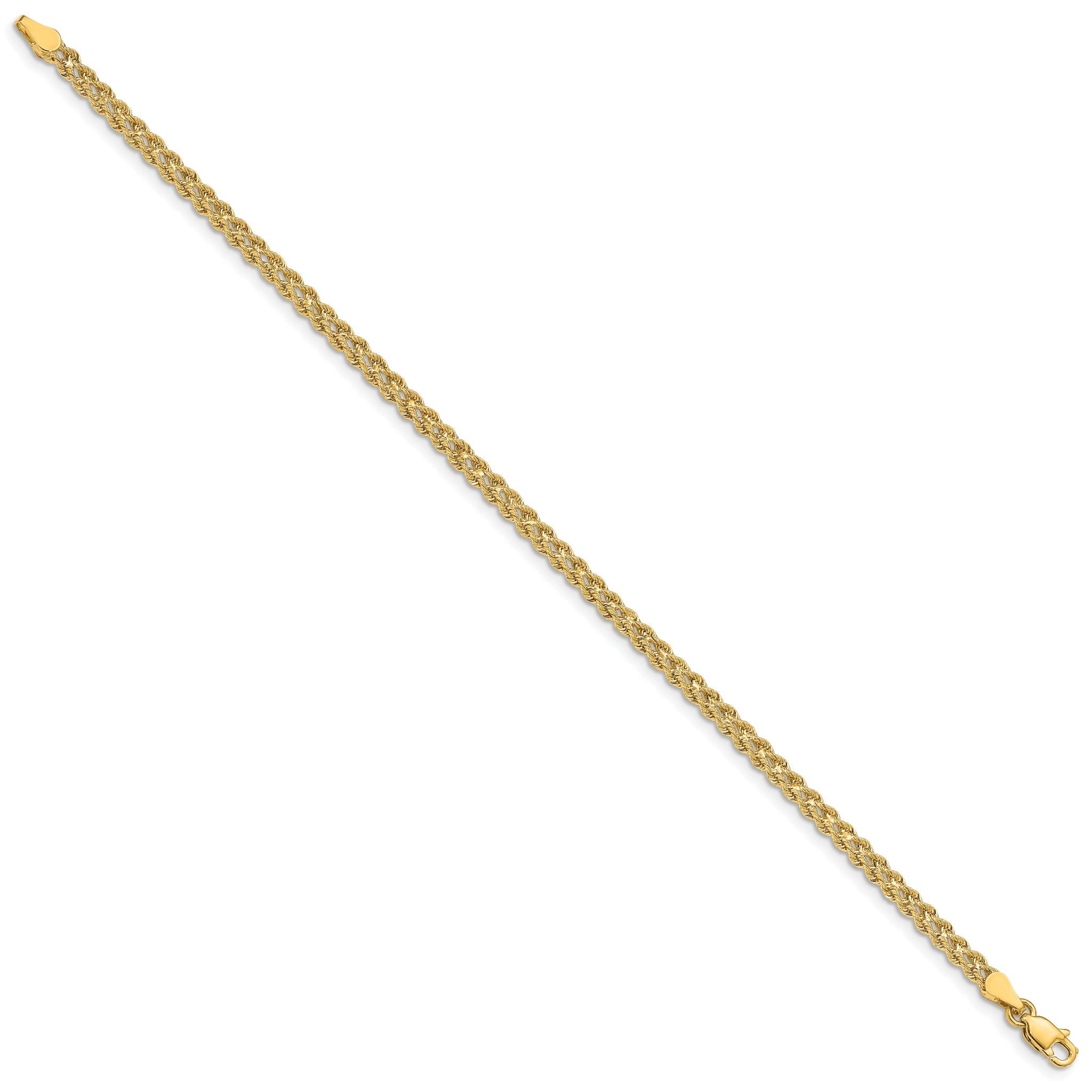 14k 3.0mm Wide Double Strand Rope 7 inch Bracelet Secondary image