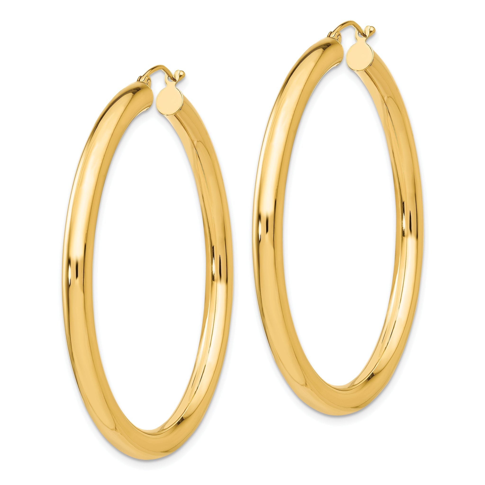 10k Polished 4mm Lightweight Tube Hoop Earrings Secondary image