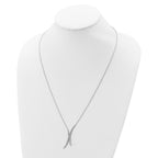 Sterling Silver Rhodium-plated Curved CZ Necklace