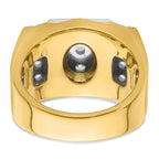 14k Two Tone 1 3/4 carat Lab Grown Diamond VS/SI+ G+ Complete Men's Polished and Satin Cluster Ring