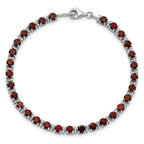 Sterling Silver Rhodium-plated Garnet and Diamond Bracelet
