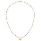 14k Polished Heart Pendant and Beaded Chain 16 inch Necklace Plus 2 inch Extender