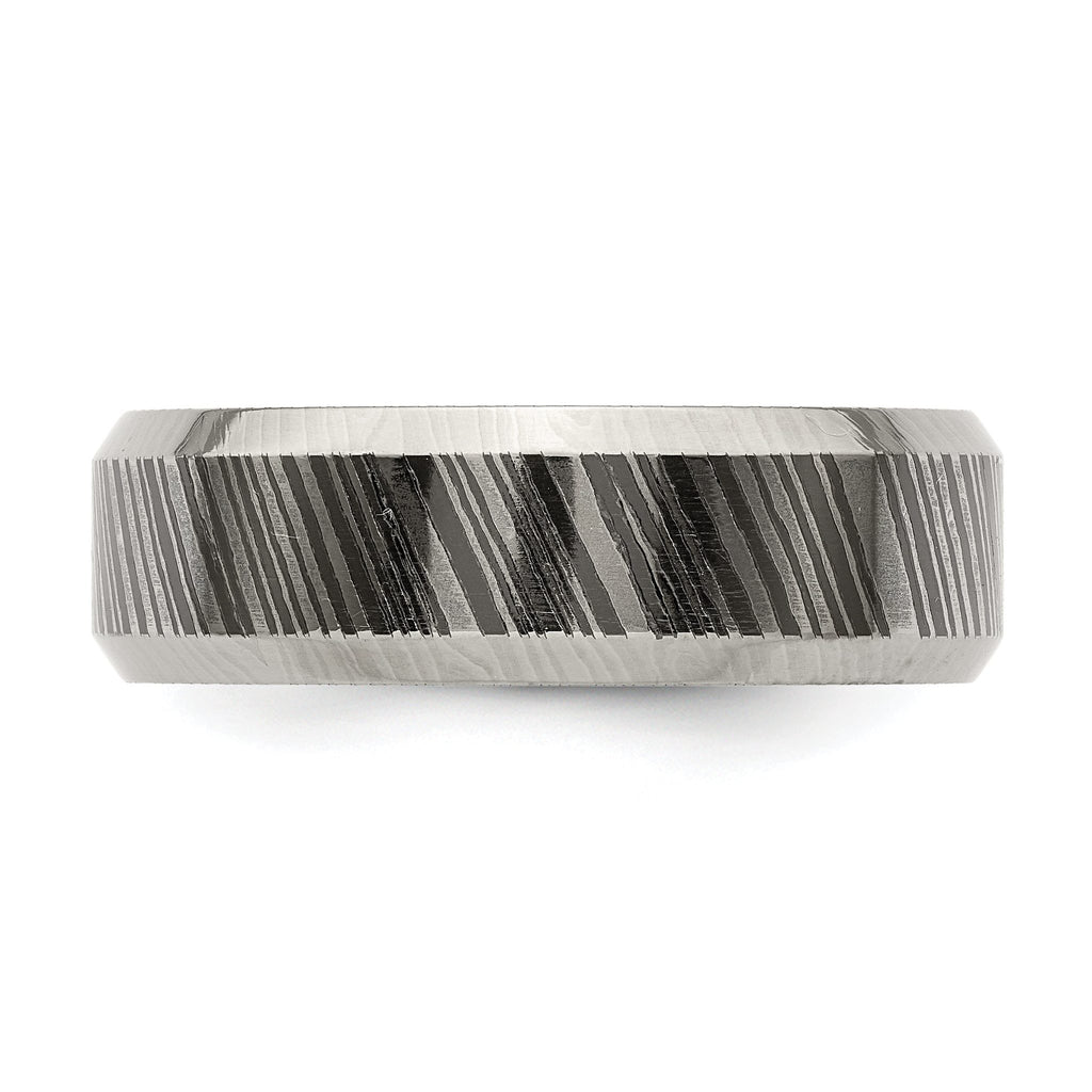 Beveled-Edge Comfort-Fit Wedding Band in Titanium, 7mm