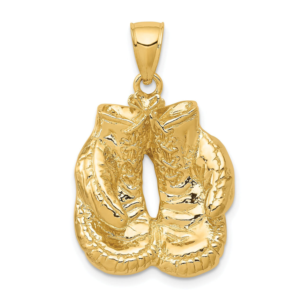 14K Gold Polished Boxing Gloves Pendant for Men  Large, Themed Design