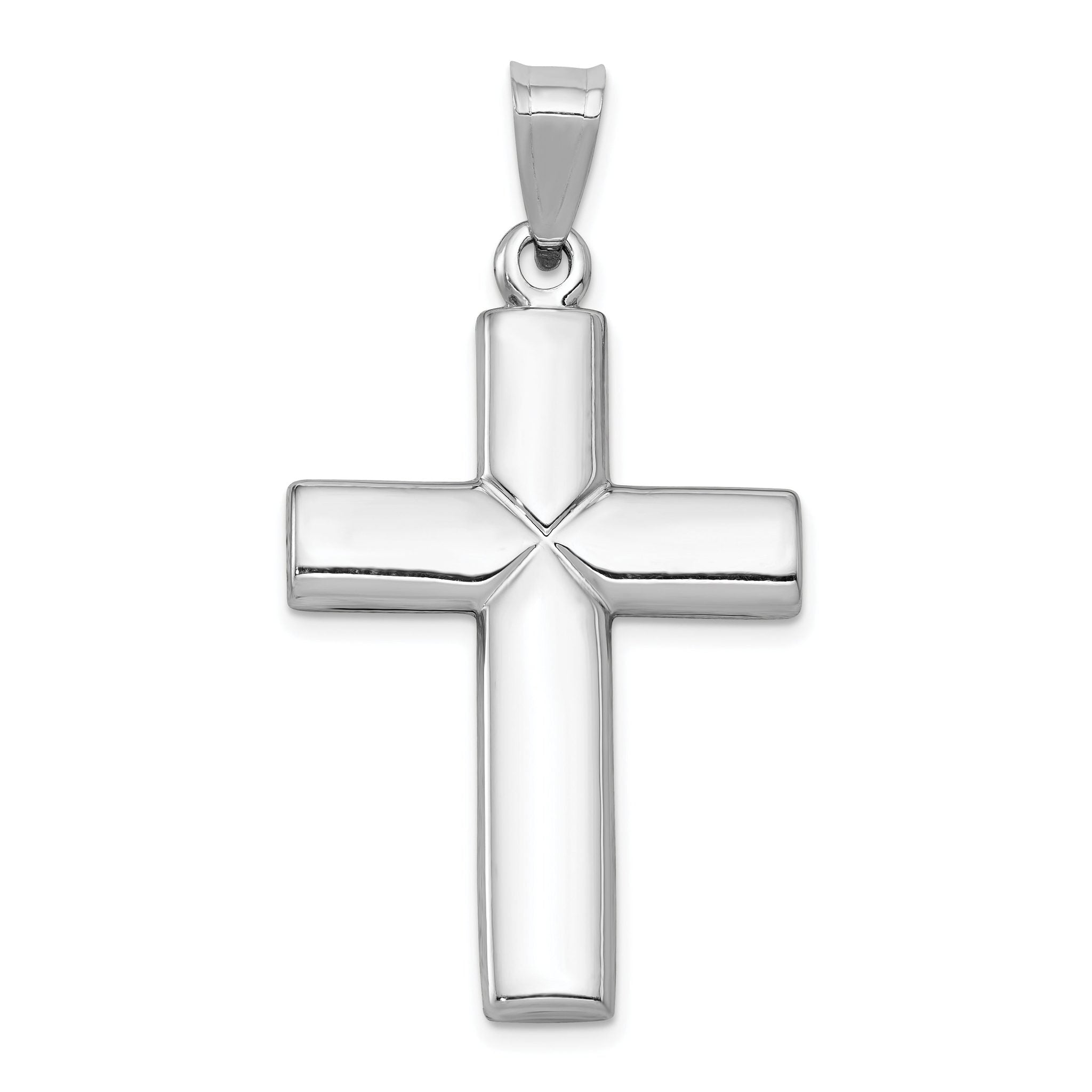 14K White Gold Polished Cross Pendant Reversible Rhodium Finish Sophia Jewelers