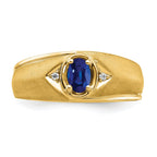 14k Oval Sapphire and Diamond Mens Ring