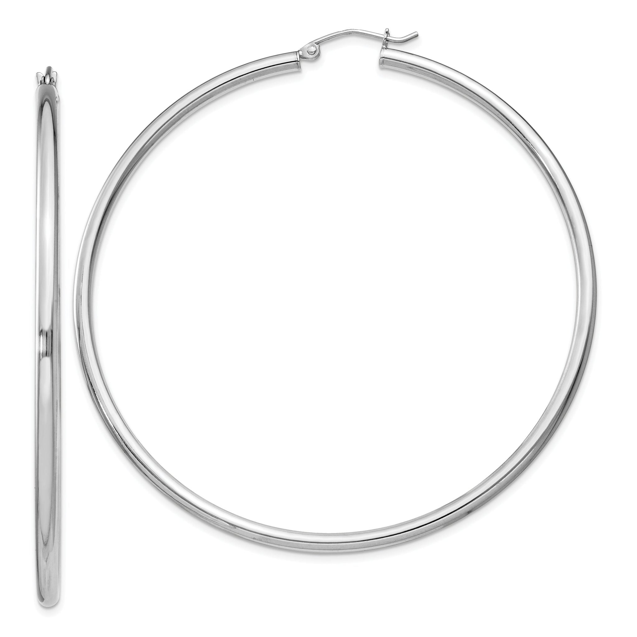 Sterling Silver Rhodium-plated 2.5mm Round Hoop Earrings Main image