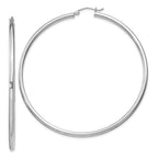 Sterling Silver Rhodium-plated 2.5mm Round Hoop Earrings