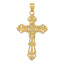 14K Gold Fleur De Lis Large Cross Pendant  Elegant Solid Cast Design