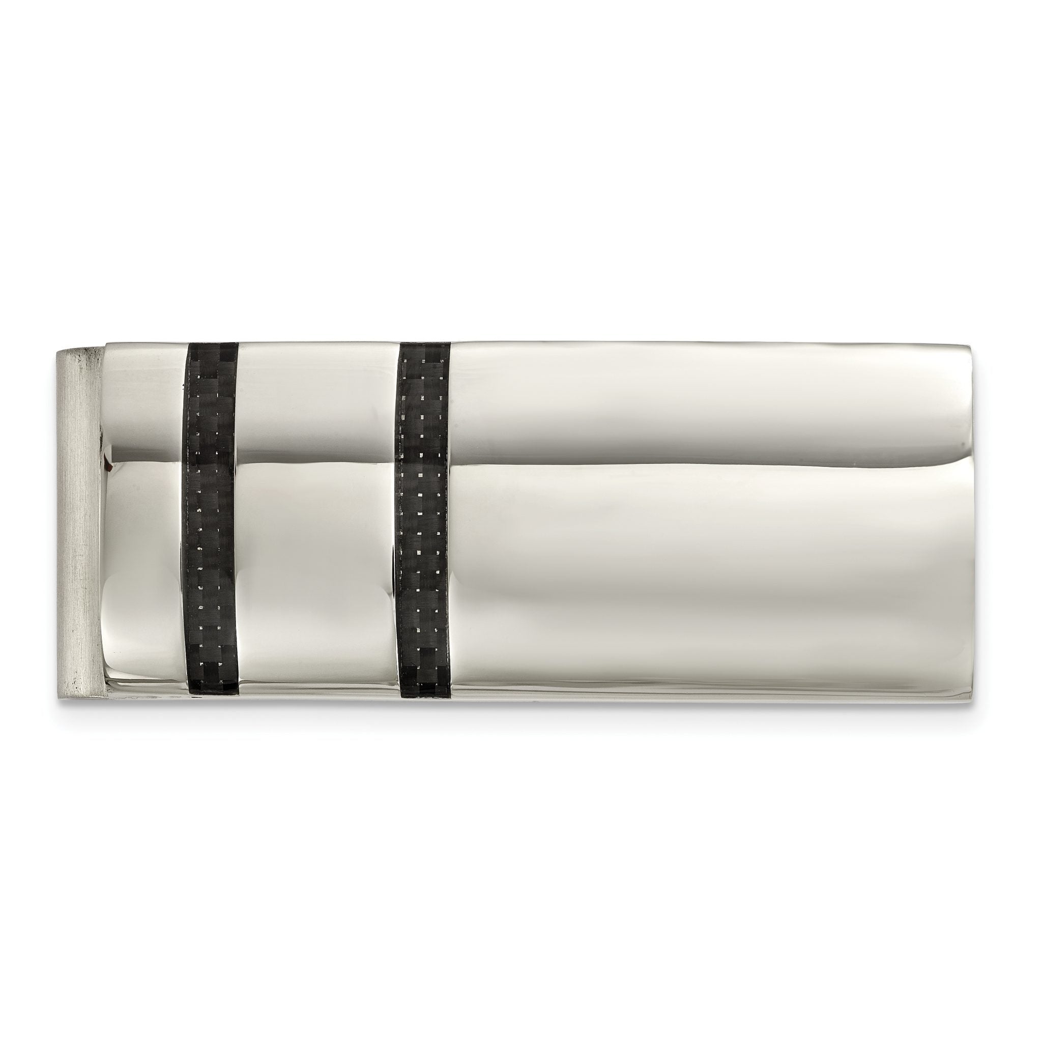 Chisel Stainless Steel Polished Black Carbon Fiber Inlay Money Clip Main image