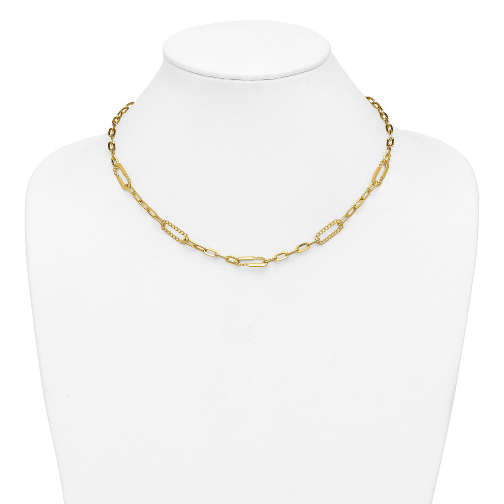 14K Polished Fancy Paperclip Necklace