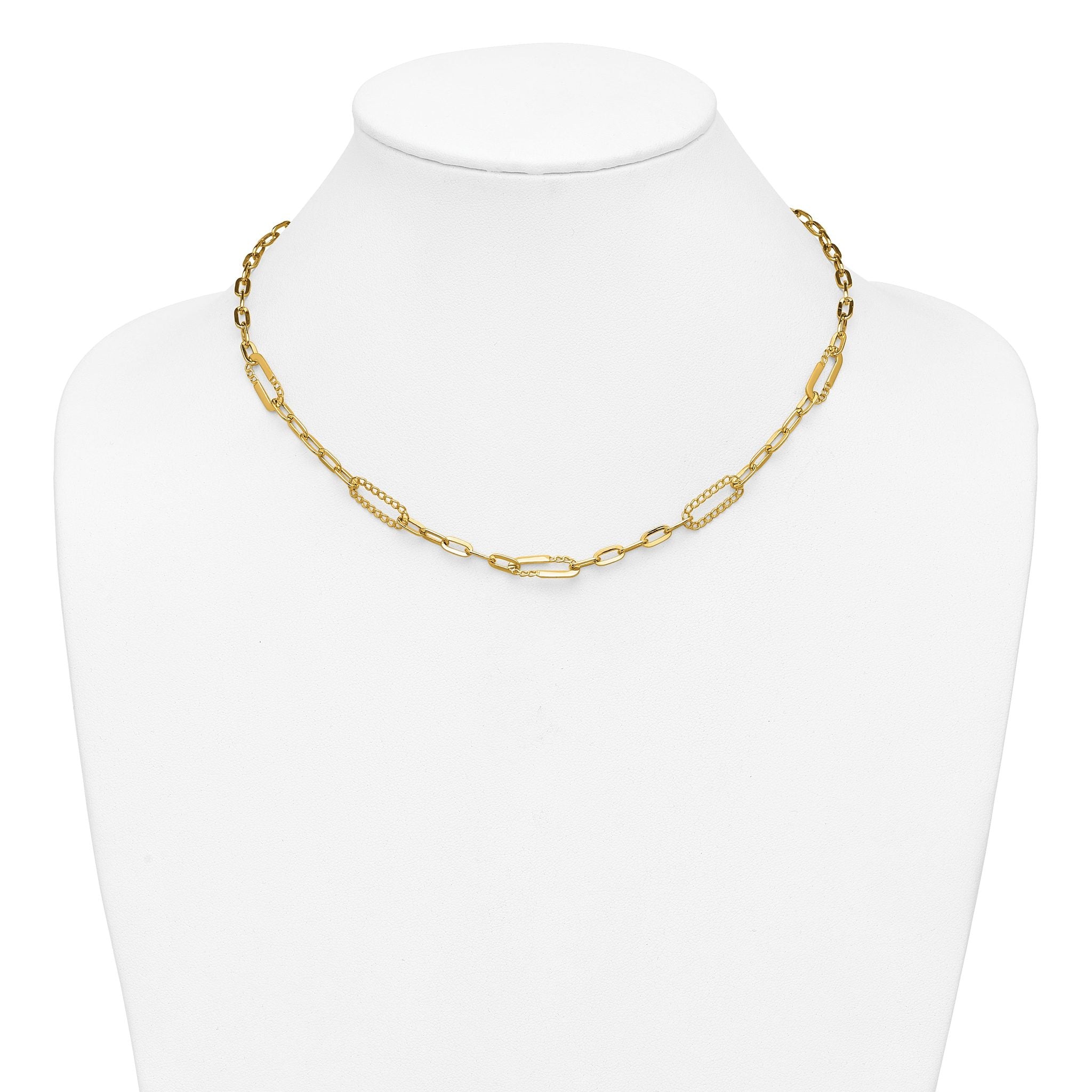 14K Polished Fancy Paperclip Necklace