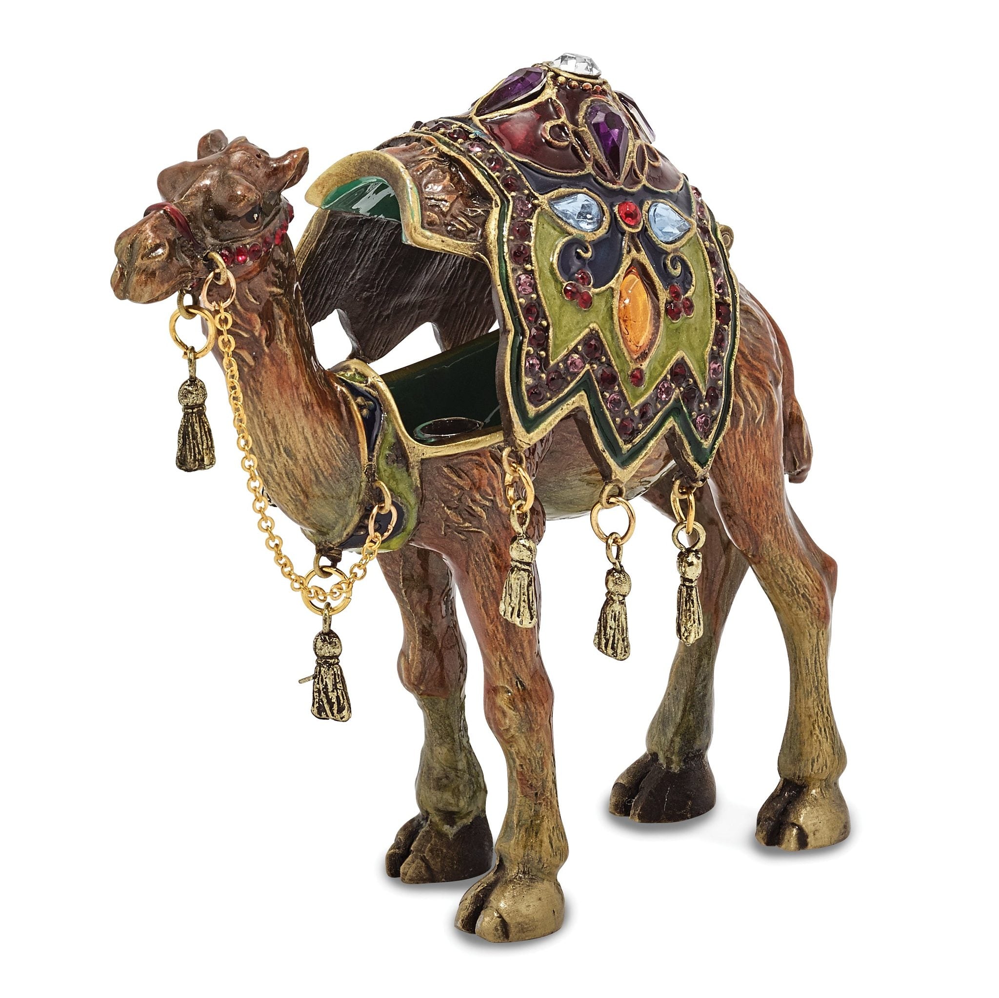 Luxury Giftware by Jere Pewter Bejeweled Crystals Gold-tone Enameled AMIR Prince of the Desert Camel Trinket Box with Matching 18 Inch Necklace Secondary image