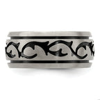 Black & Grey Brushed Wedding Band in Titanium, 10mm