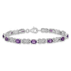 Sterling Silver Rhodium-plated Amethyst Bracelet
