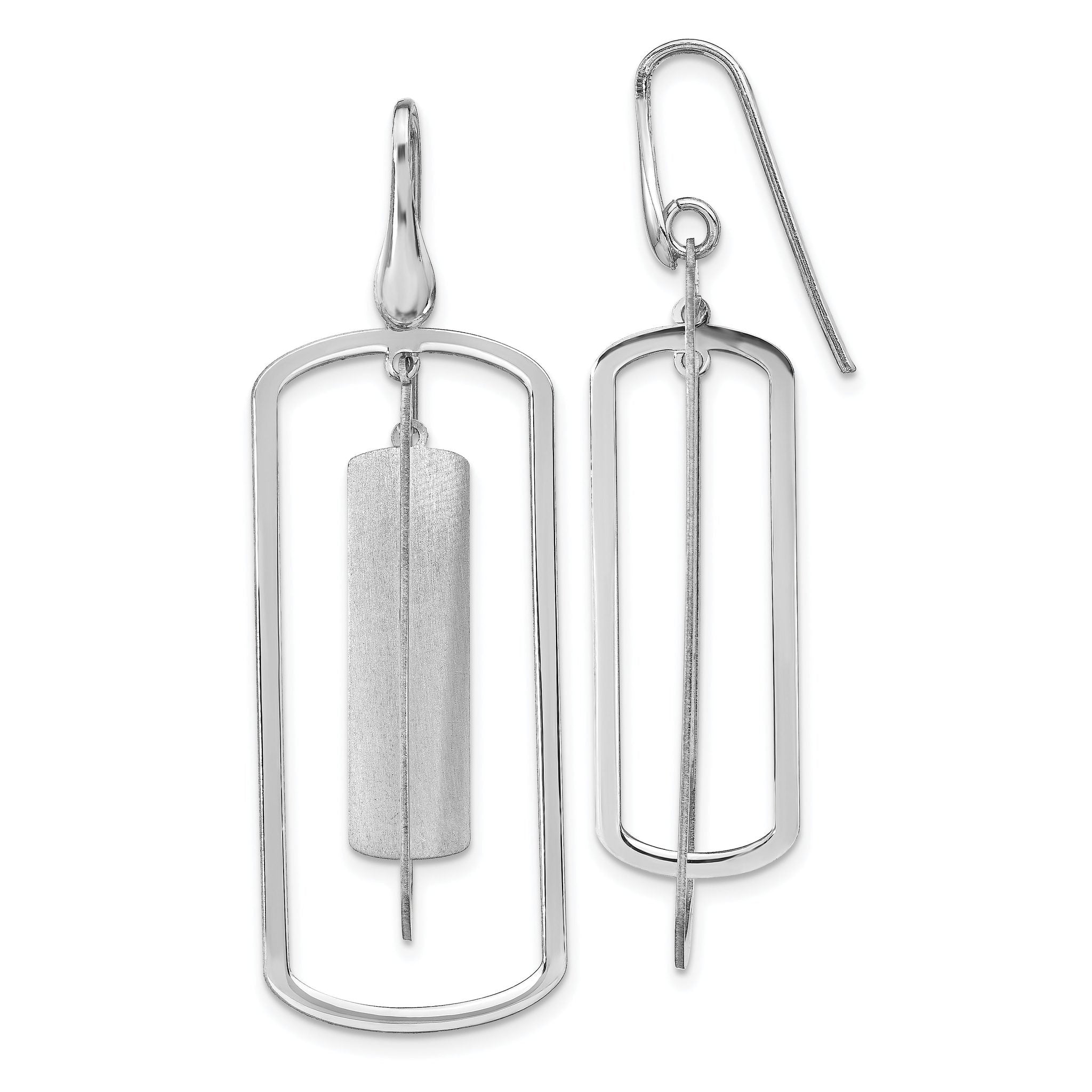 Sterling Silver Rhodium-plated Polished & Brushed Dangle Earrings Main image