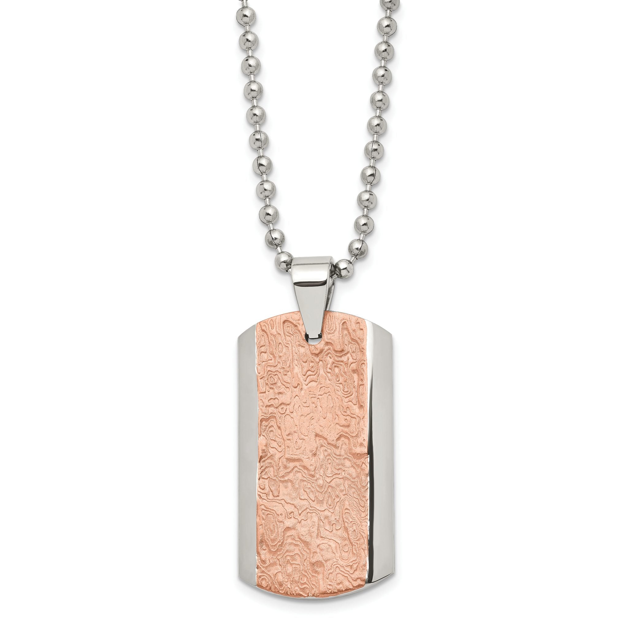 Stainless Steel Polished and Textured Brown IP-plated 24in Necklace Main image