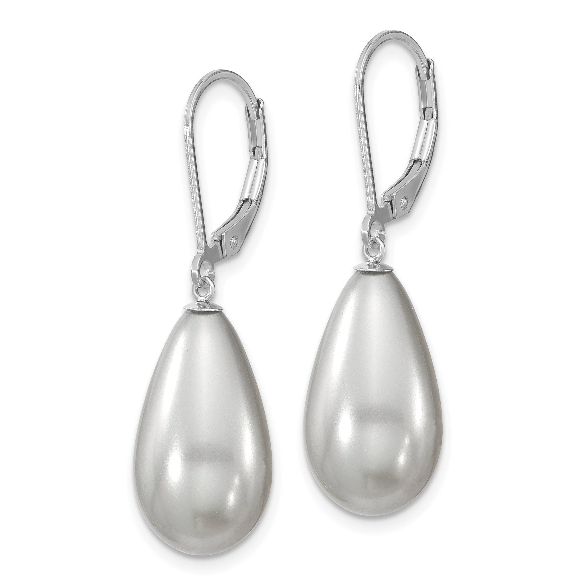 Majestik 925 Sterling Silver Rhodium-Plated Teardrop Shell Pearl Dangle Earrings Secondary image