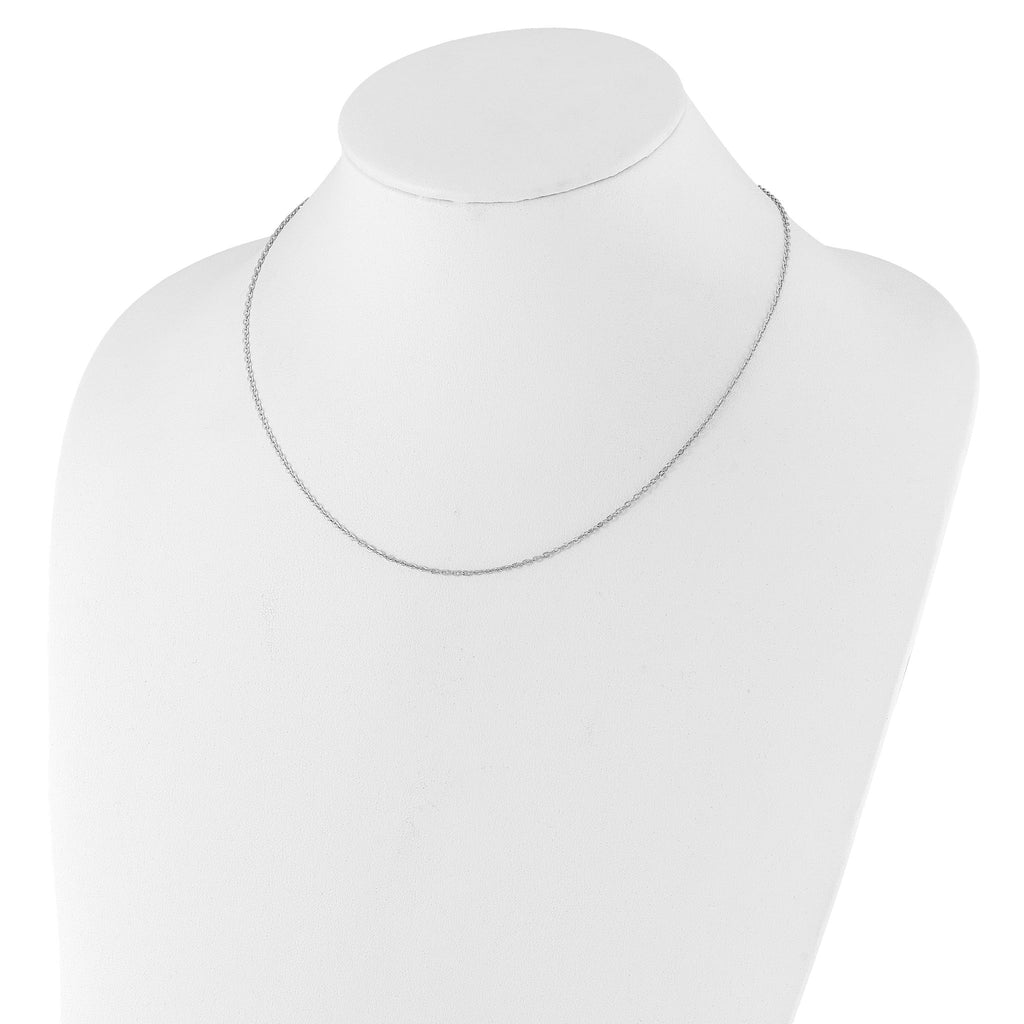Sterling Silver RH-plated 1.2mm Cable 16in w/2in ext. Chain