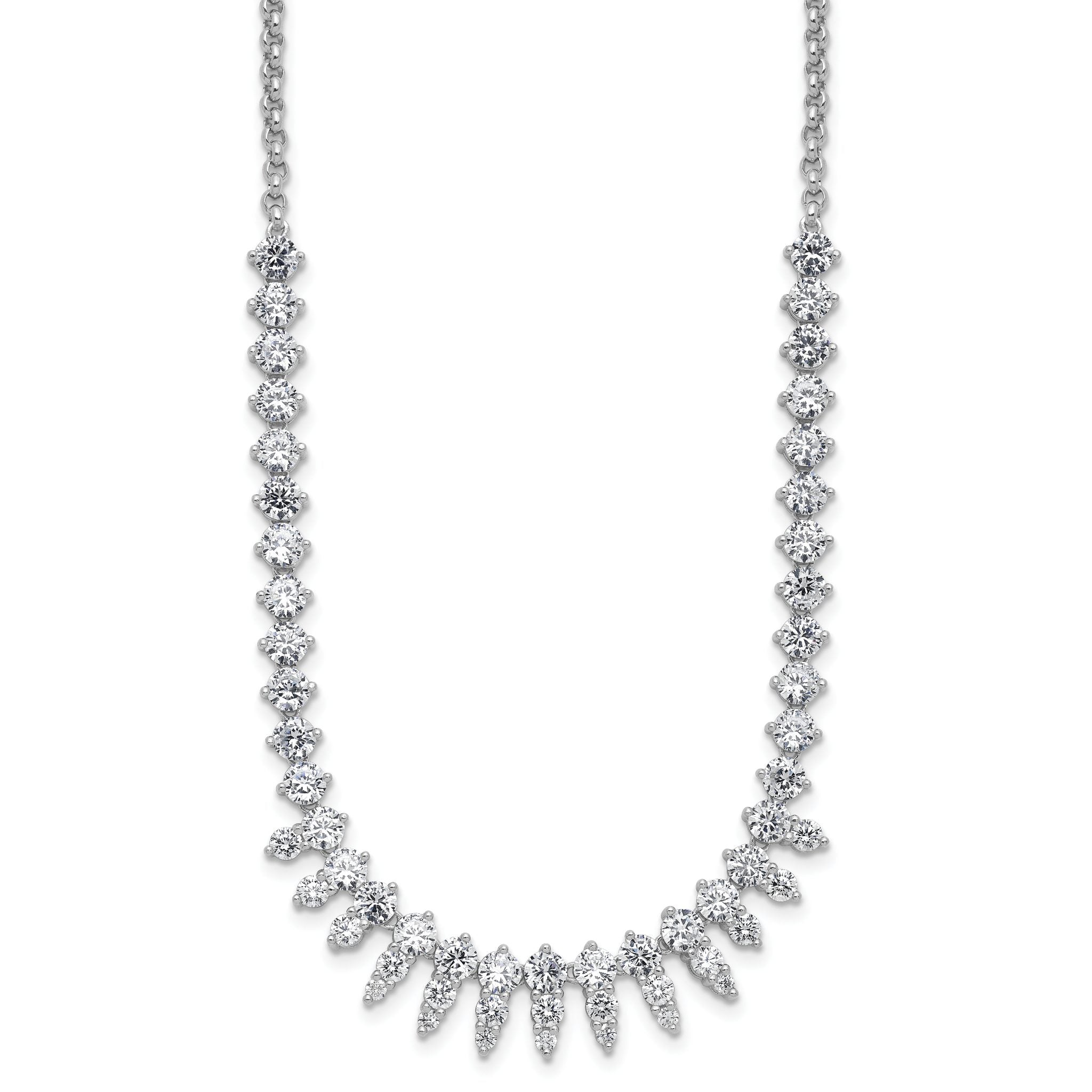 Cheryl M Sterling Silver Rhodium-plated Polished Fancy CZ Necklace Main image