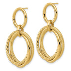 14K Polished and Textured Post Dangle Earrings