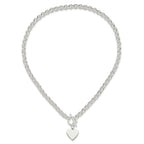 Sterling Silver Engraveable Heart Disc on Fancy Link Toggle 18in Necklace