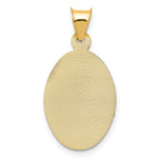 14K Gold Two-Tone Sagrado Corazon Oval Pendant with Rose and White Rhodium Detailing