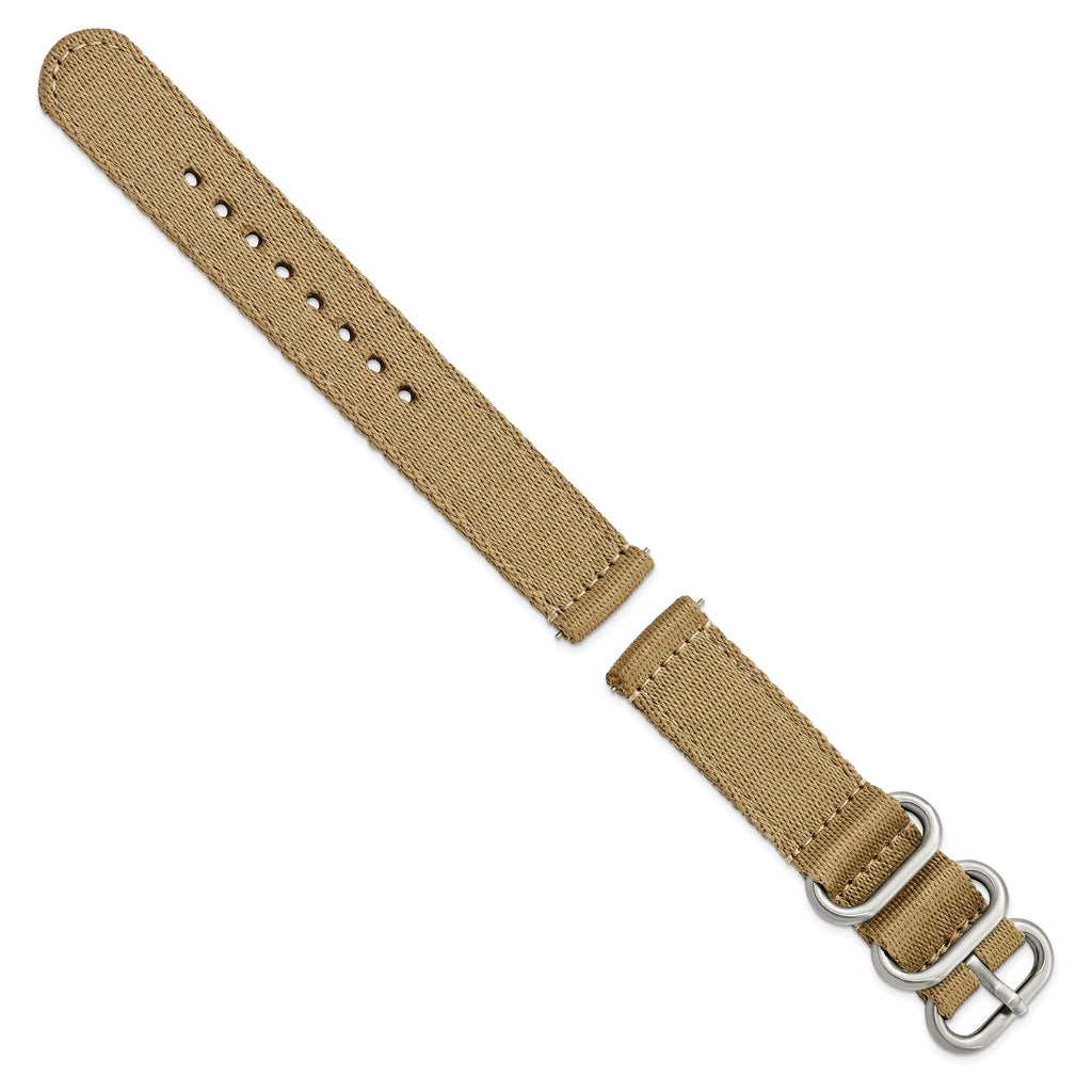Two-Piece Ballistic Nylon Watch Band in Khaki Brown, 18mm