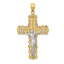 14K Two-Tone Gold Crucifix Pendant with Polished Finish Solid Design