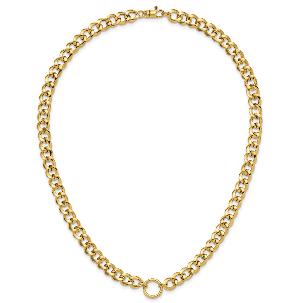 14K Polished Circle Accent Fancy Link Necklace