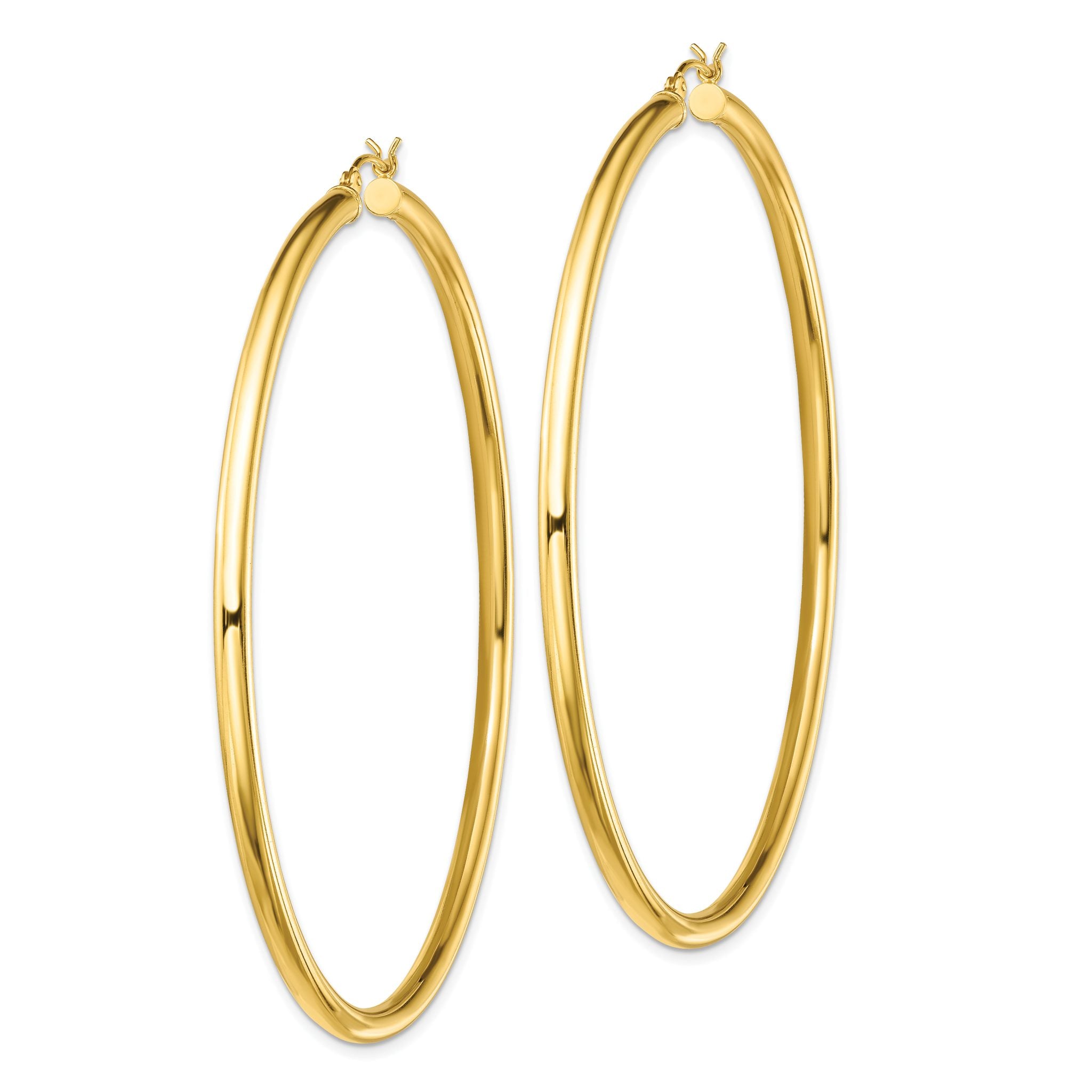 Sterling Silver Gold-Tone Polished 3x70mm Hoop Earrings Secondary image