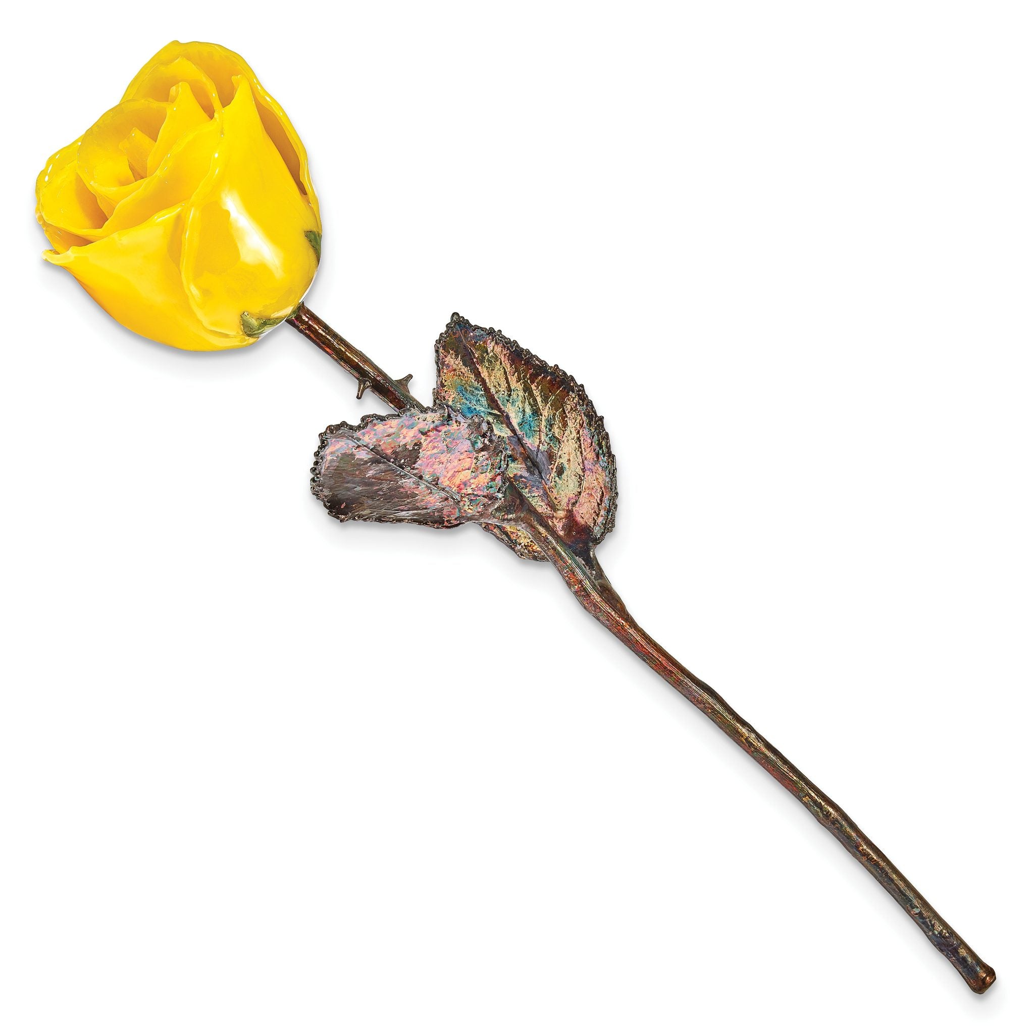 Yellow Lacquer Dipped Copper Trimmed Real Rose Secondary image