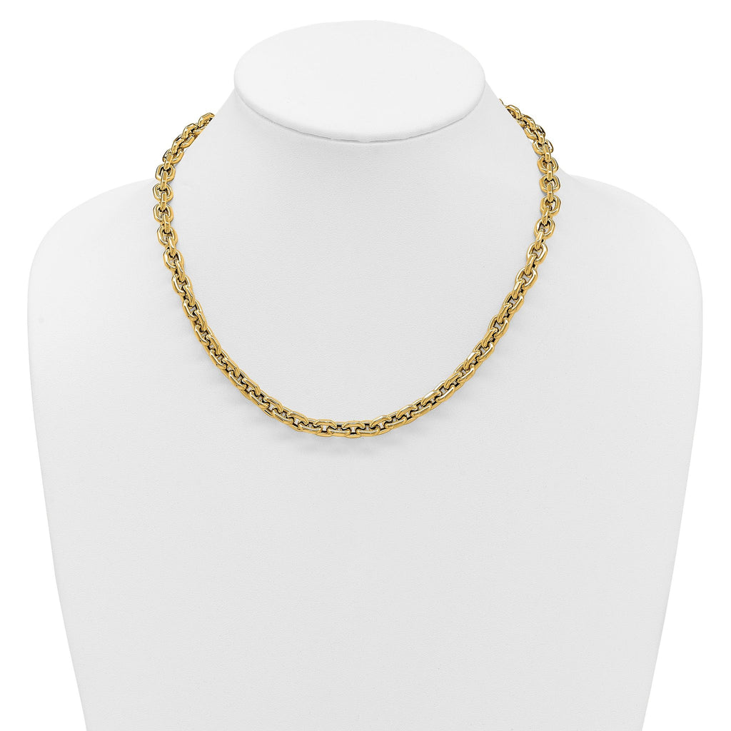 14K Polished 7.0mm Flat Edge Cable Link Necklace