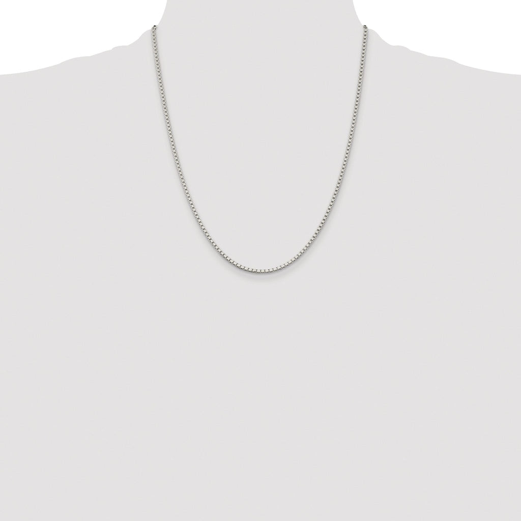 Sterling Silver Rhodium-plated 2mm Box Chain