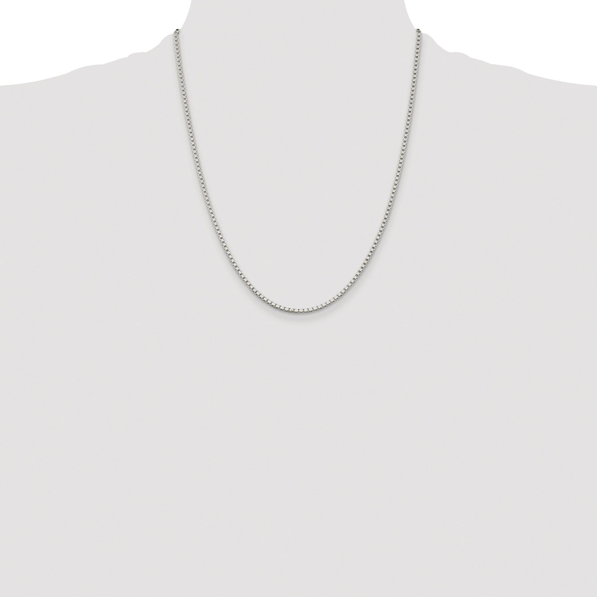 Sterling Silver Rhodium-plated 2mm Box Chain