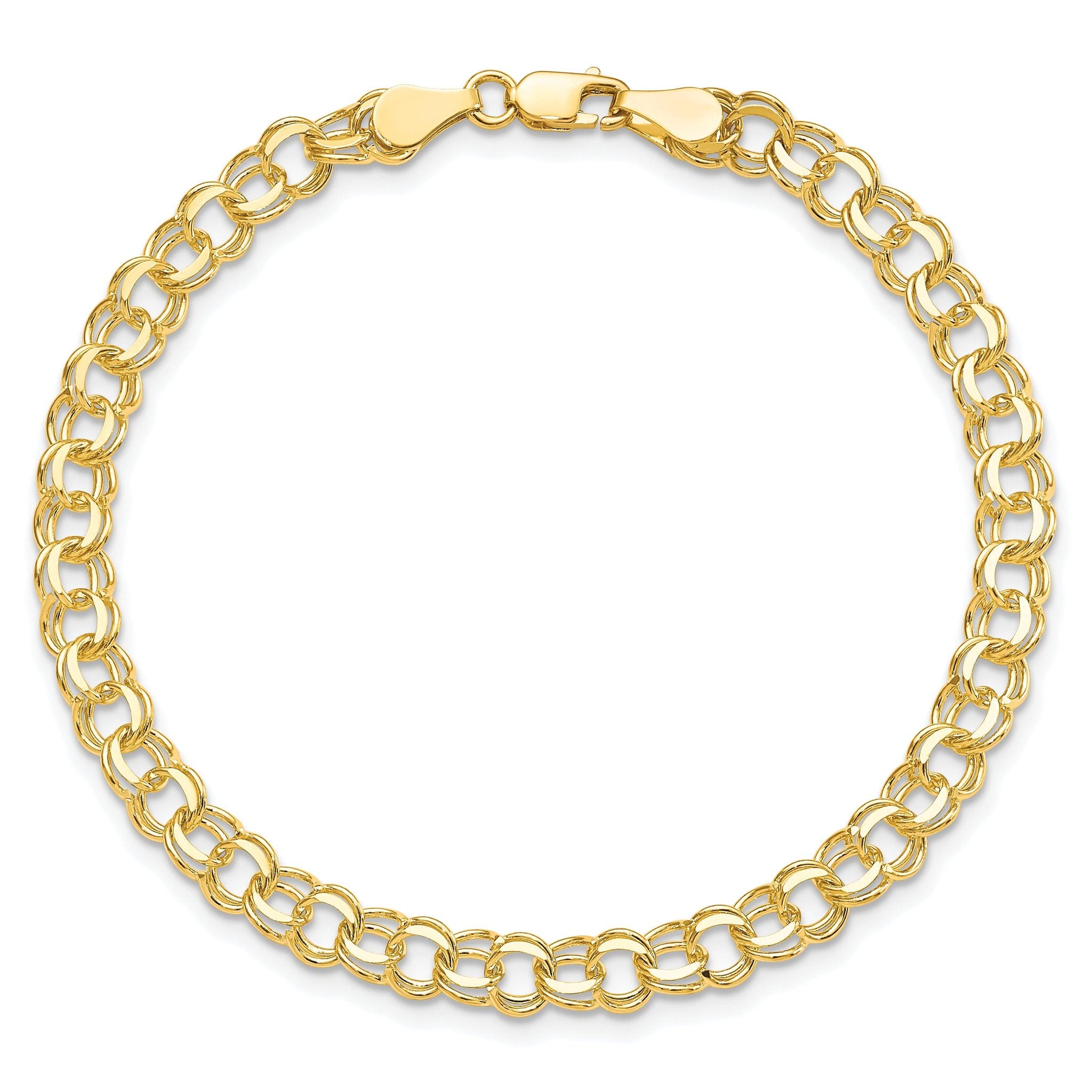 10k Solid Double Link Charm Bracelet