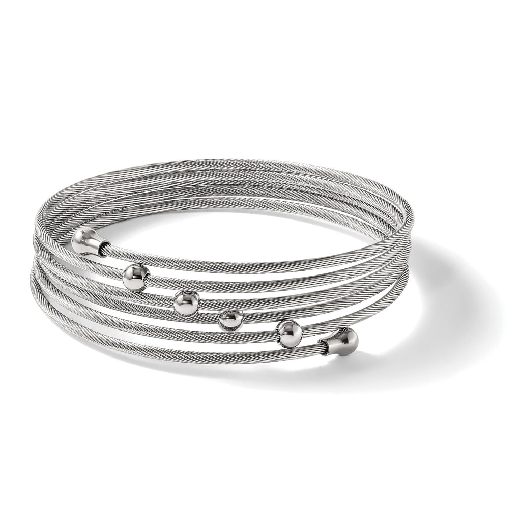 Stainless Steel Polished Flexible Coil Bangle Bracelet for Women