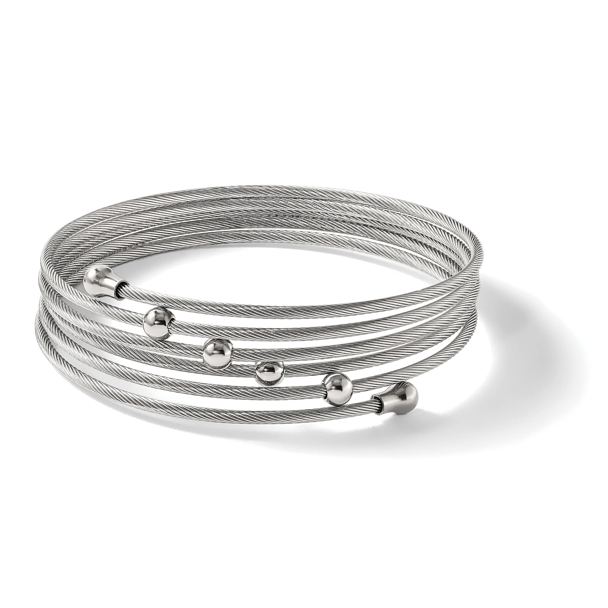 Stainless Steel Polished Flexible Coil Bangle Bracelet for Women