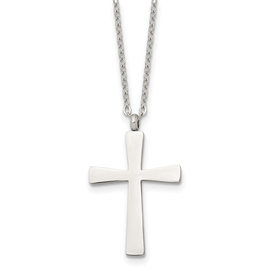 Large Cross Pendant Necklace in Stainless Steel