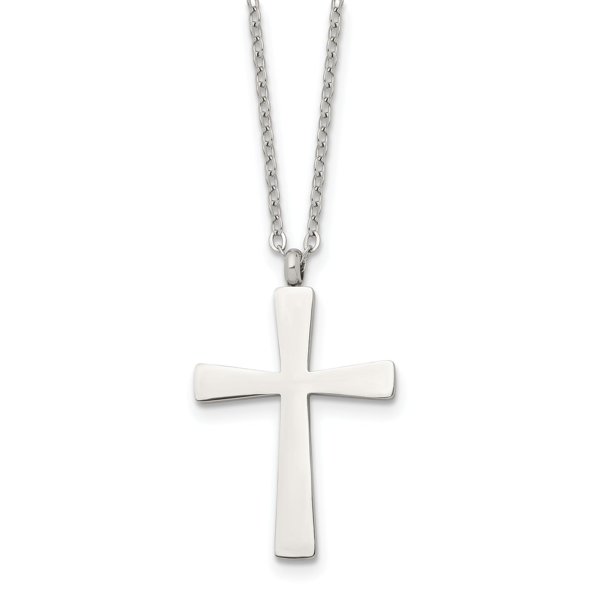 Large Cross Pendant Necklace in Stainless Steel