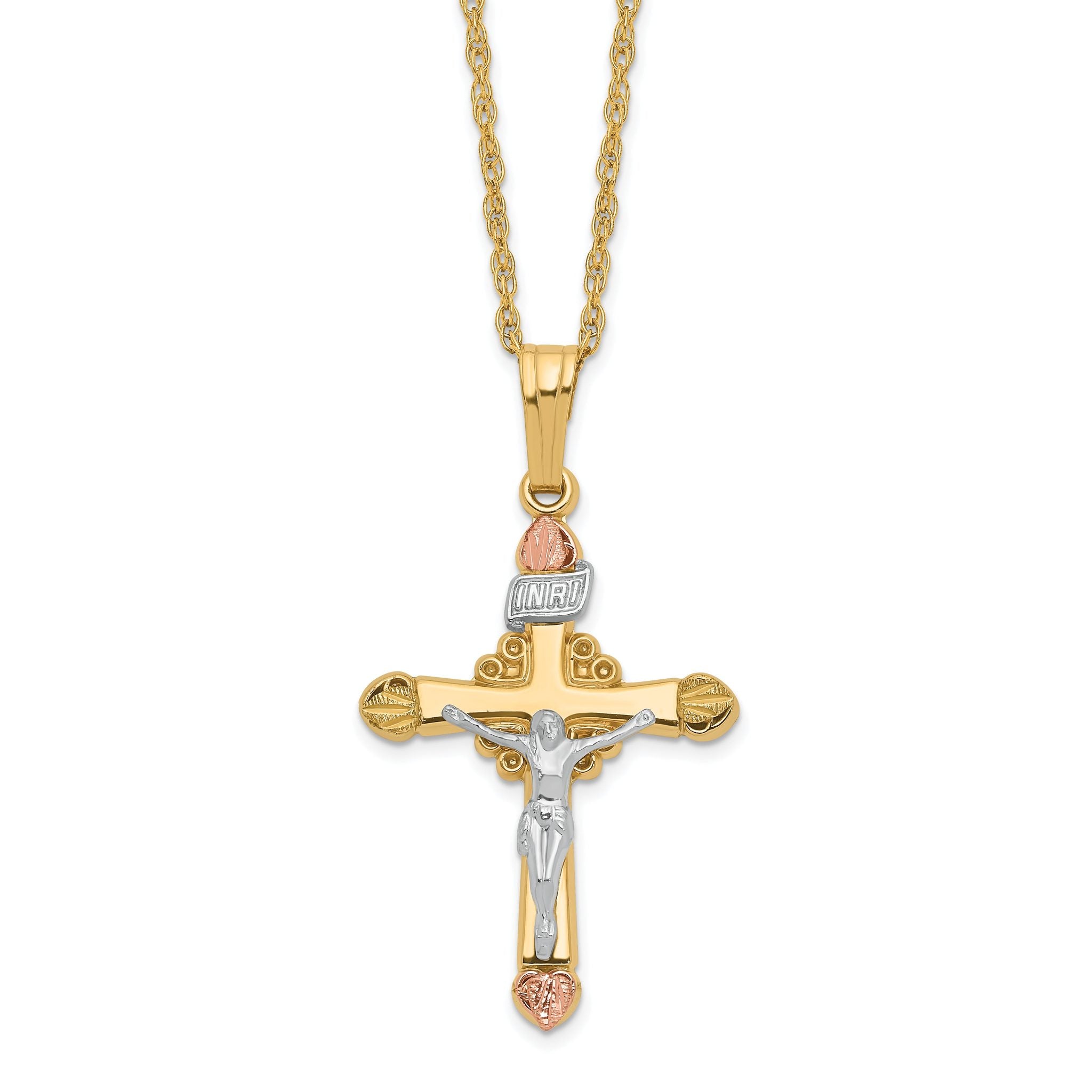 10k & 14k Gold Filled w/ 12k Accents Cross Necklace Main image