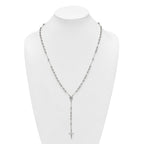 Sterling Silver Polished and Beaded Rosary 24 inch Necklace