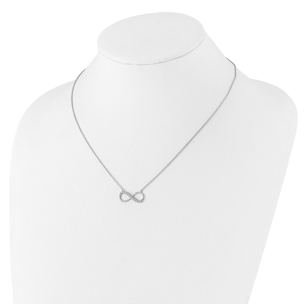 Cheryl M Sterling Silver Rhodium-plated Brilliant-cut CZ Infinity 18 Inch Necklace