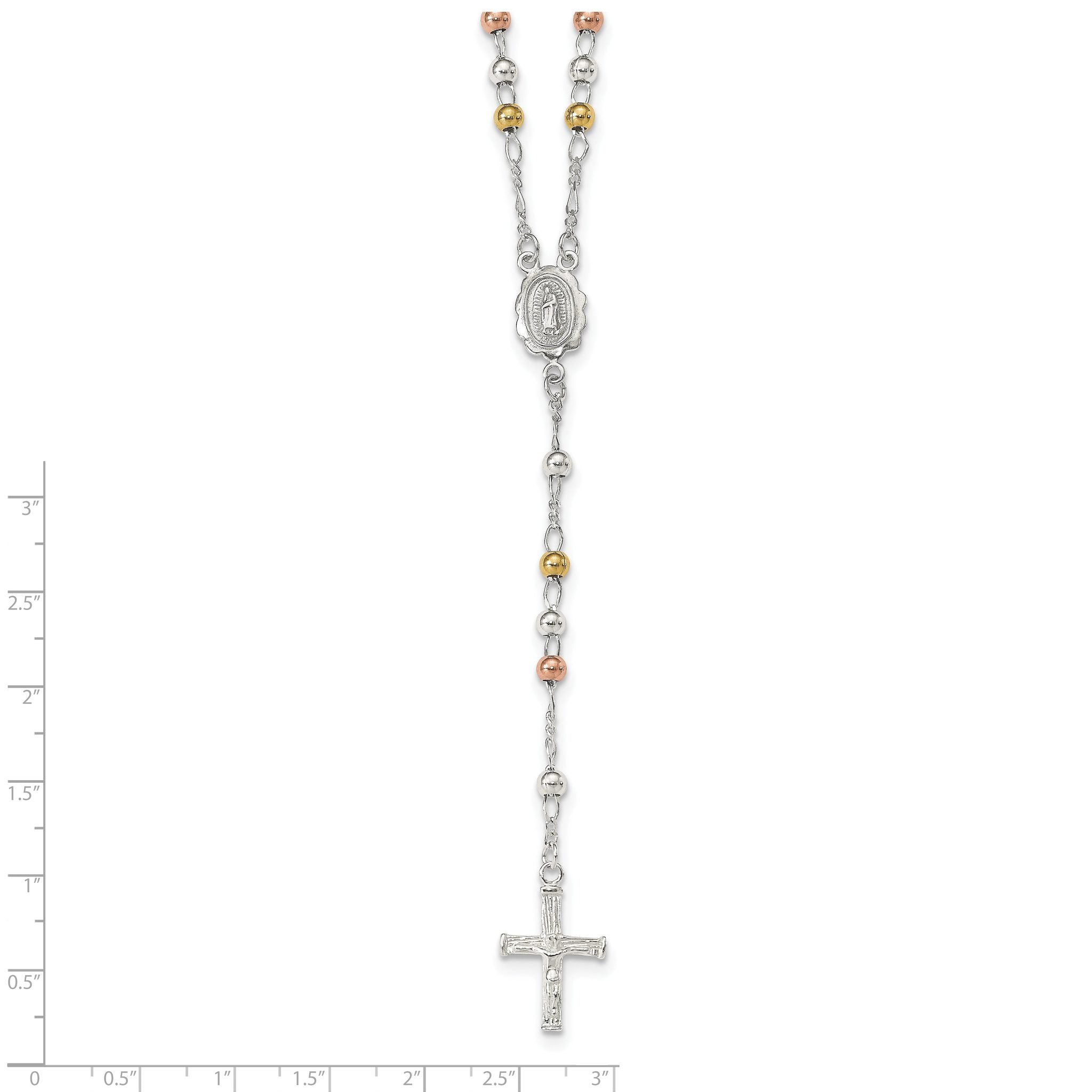 Sterling Silver 925 Two-Tone Rosary Necklace with Polished Finish Secondary image