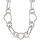 Sterling Silver Polished Triangle Round and Oval Link 17.5 inch Necklace